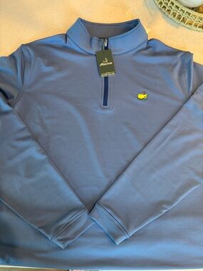 Masters Light Blue Quarter-Zip Pullover with Yellow Logo